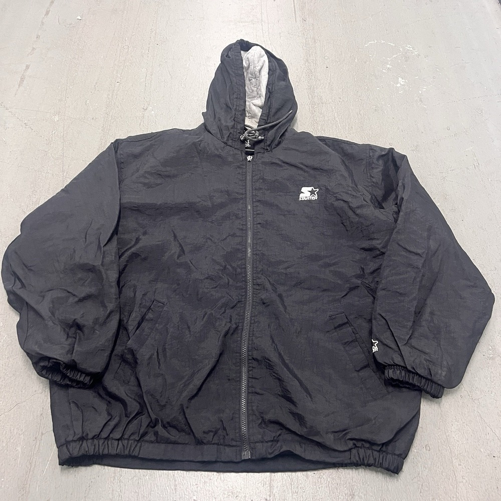 Vintage Starter Jacket Men's Size‎ Large Black Full Zip Retro 90s Sportswear